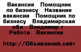 Вакансия : Помощник по бизнесу › Название вакансии ­ Помощник по бизнесу - Владимирская обл., Владимир г. Работа » Вакансии   